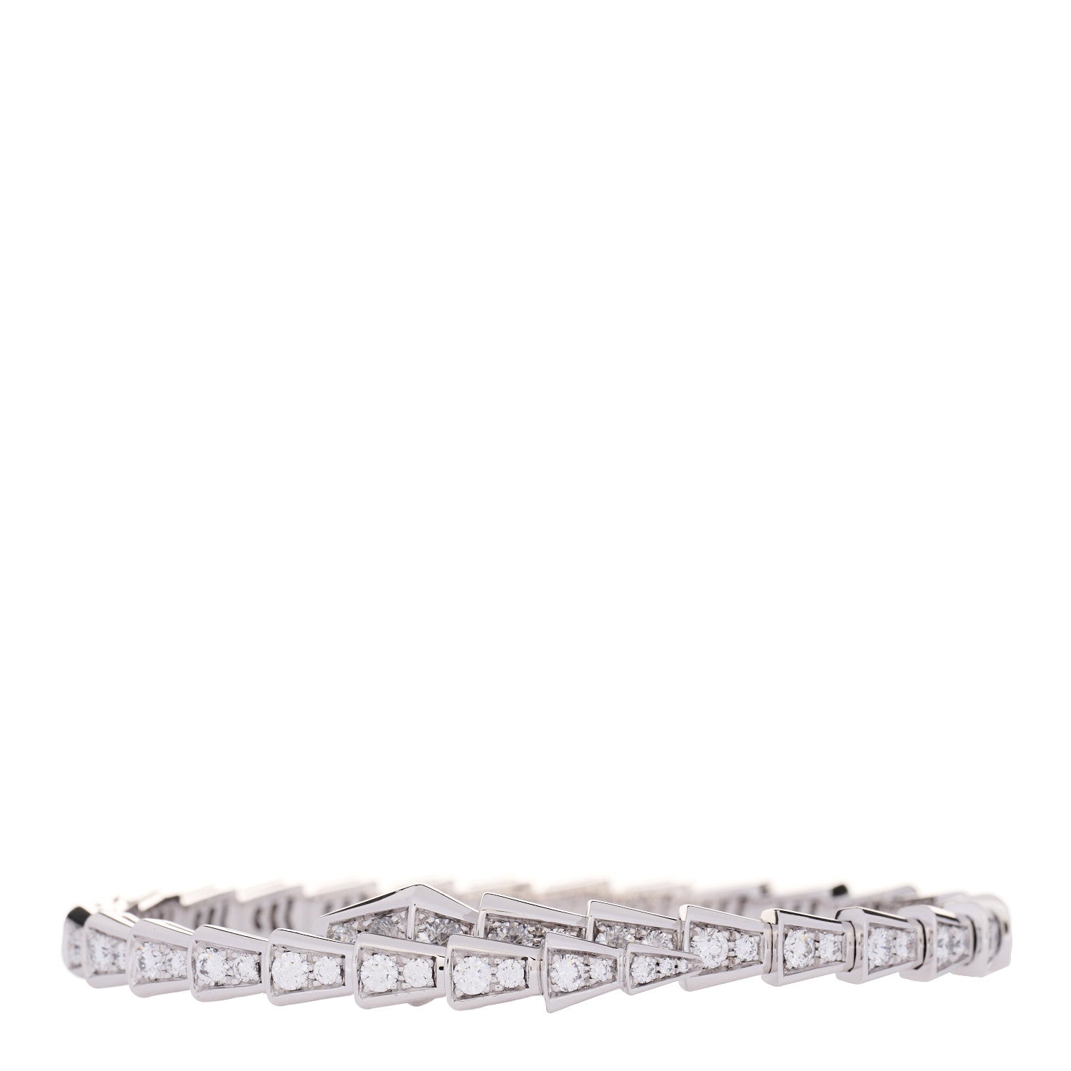 Bulgari 18K White Gold Diamond Serpenti Viper Pave Bracelet M 3 of 6