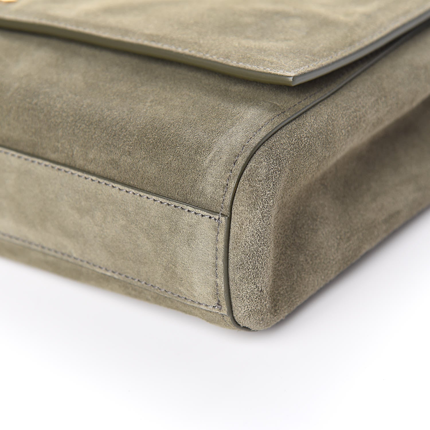 Saint Laurent Smooth Calfskin Suede Medium Reversible Monogram Kate Satchel Olive 12 of 13