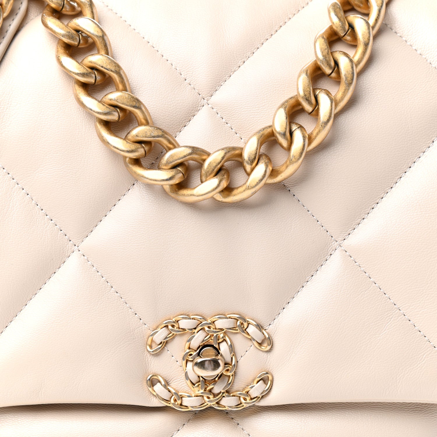 Chanel Lambskin Quilted Maxi Chanel 19 Flap Light Beige 10 of 10