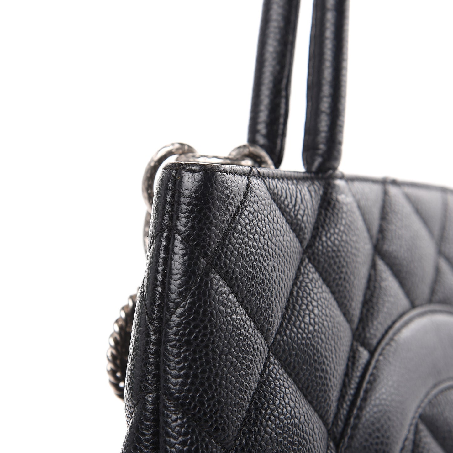 Caviar Quilted Medallion Tote Black