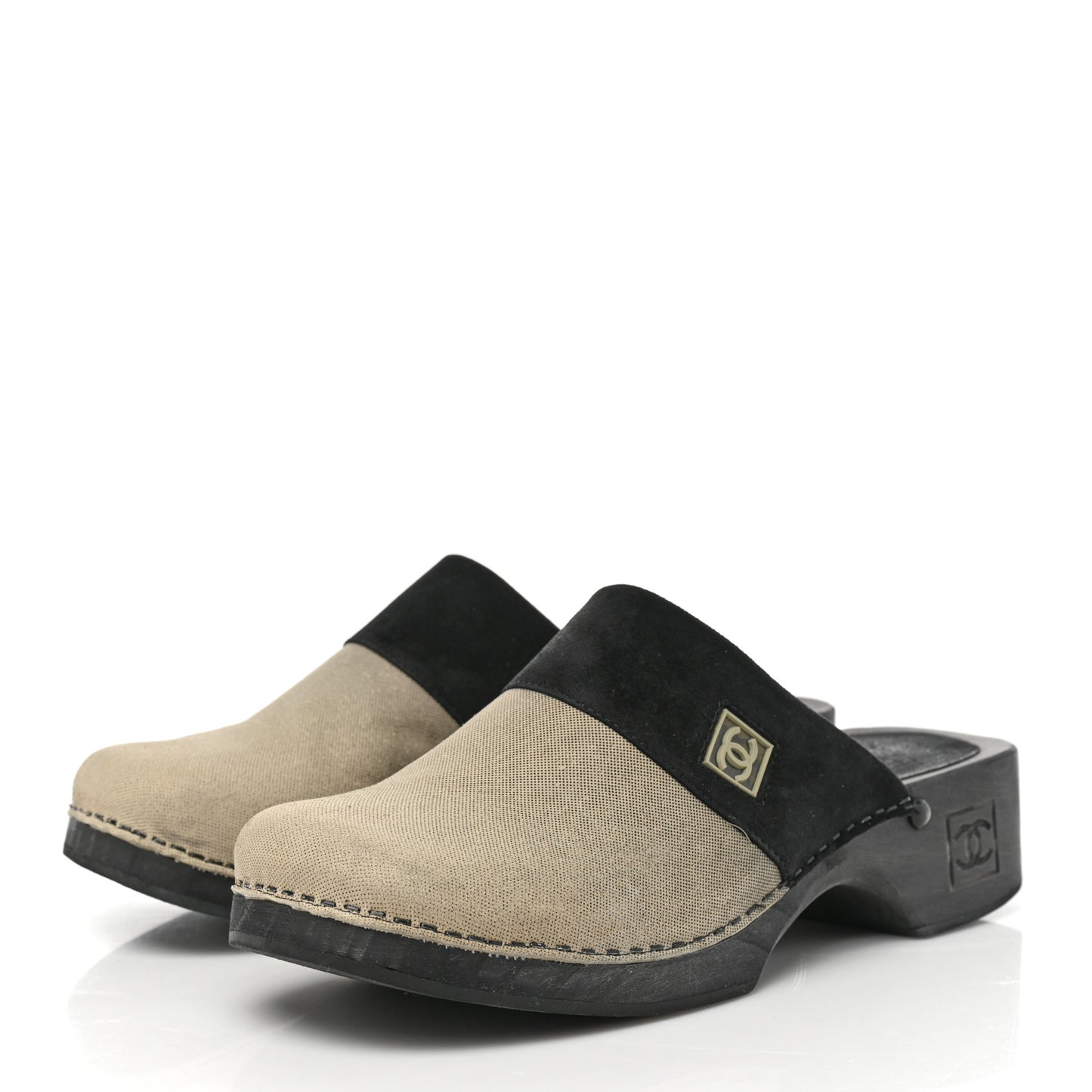 Suede CC Clogs 36 Beige Black