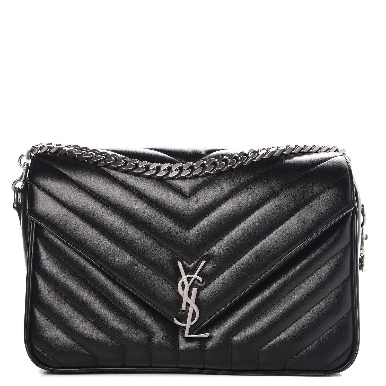 Saint Laurent Calfskin Y Quilted Monogram Loulou Shoulder Bag Black 1 of 9