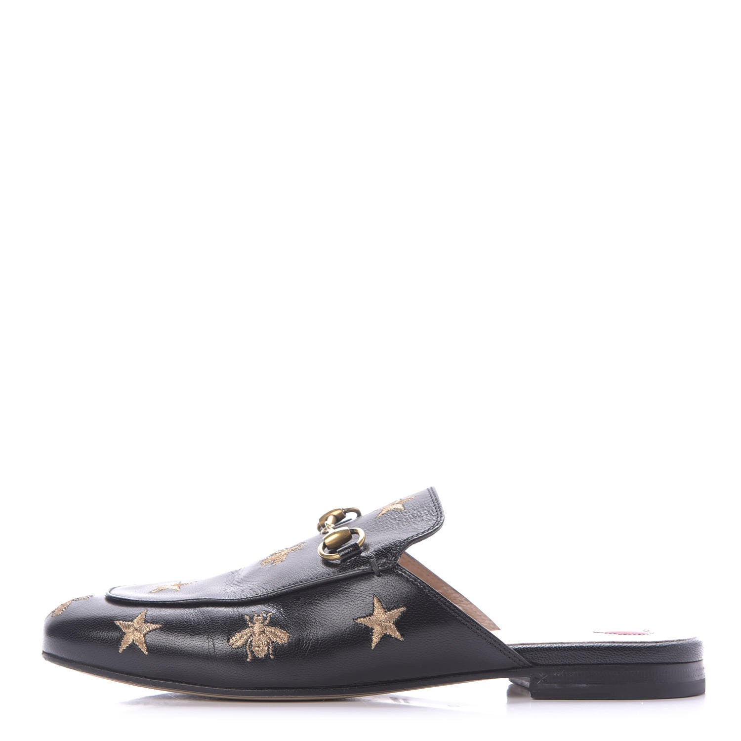 Gucci Goatskin Bee Star Embroidered Womens Princetown Slippers 37 Black 1 of 12