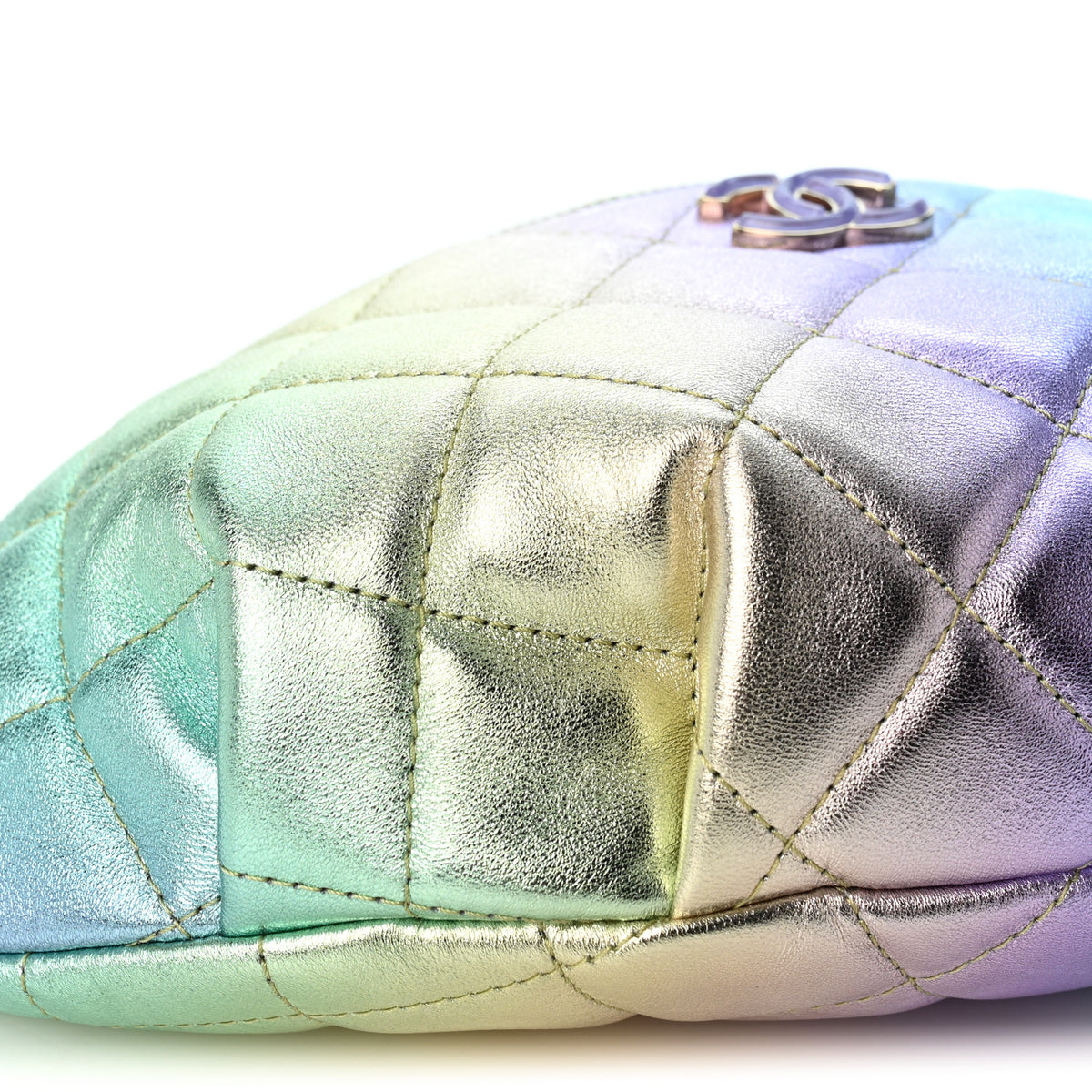 Chanel Gradient Metallic Lambskin Quilted Walking Mood Waist Bag Fanny Pack Pink Purple Green 8 of 9