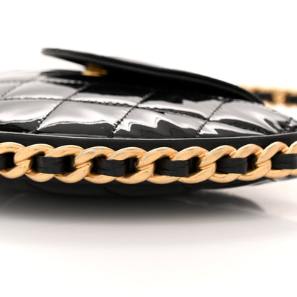 Chanel Patent Calfskin Quilted Chain Hoop Bag Black 10 of 10