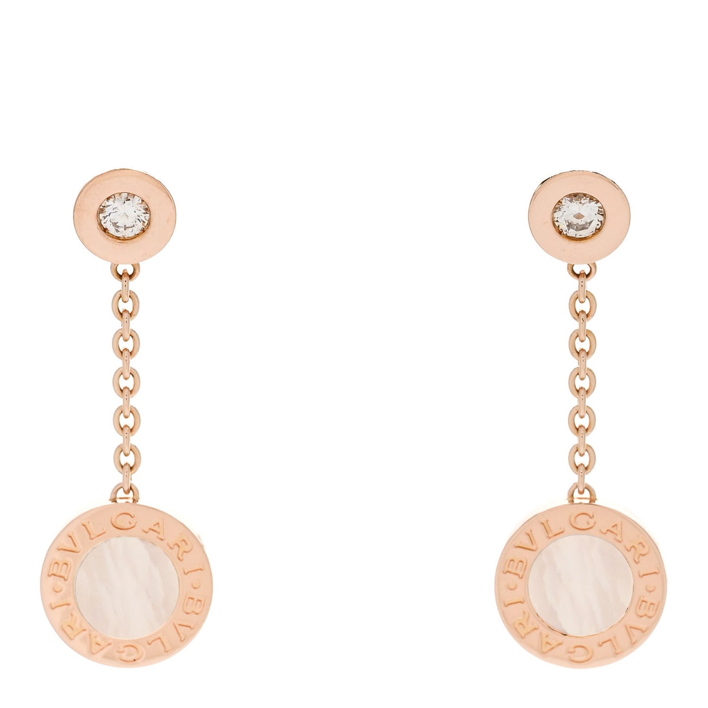 18K Rose Gold Diamond Mother Of Pearl BVLGARI BVLGARI Drop Earrings