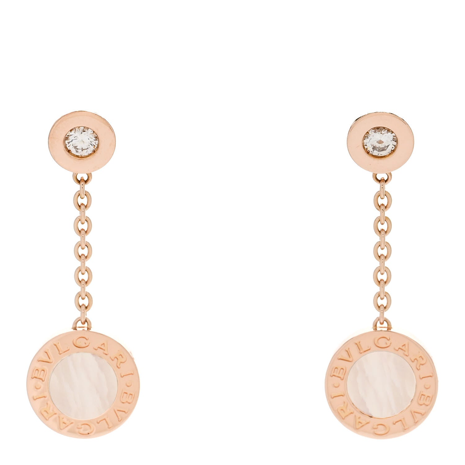 Bulgari 18K Rose Gold Diamond Mother Of Pearl BVLGARI BVLGARI Drop Earrings 1 of 6