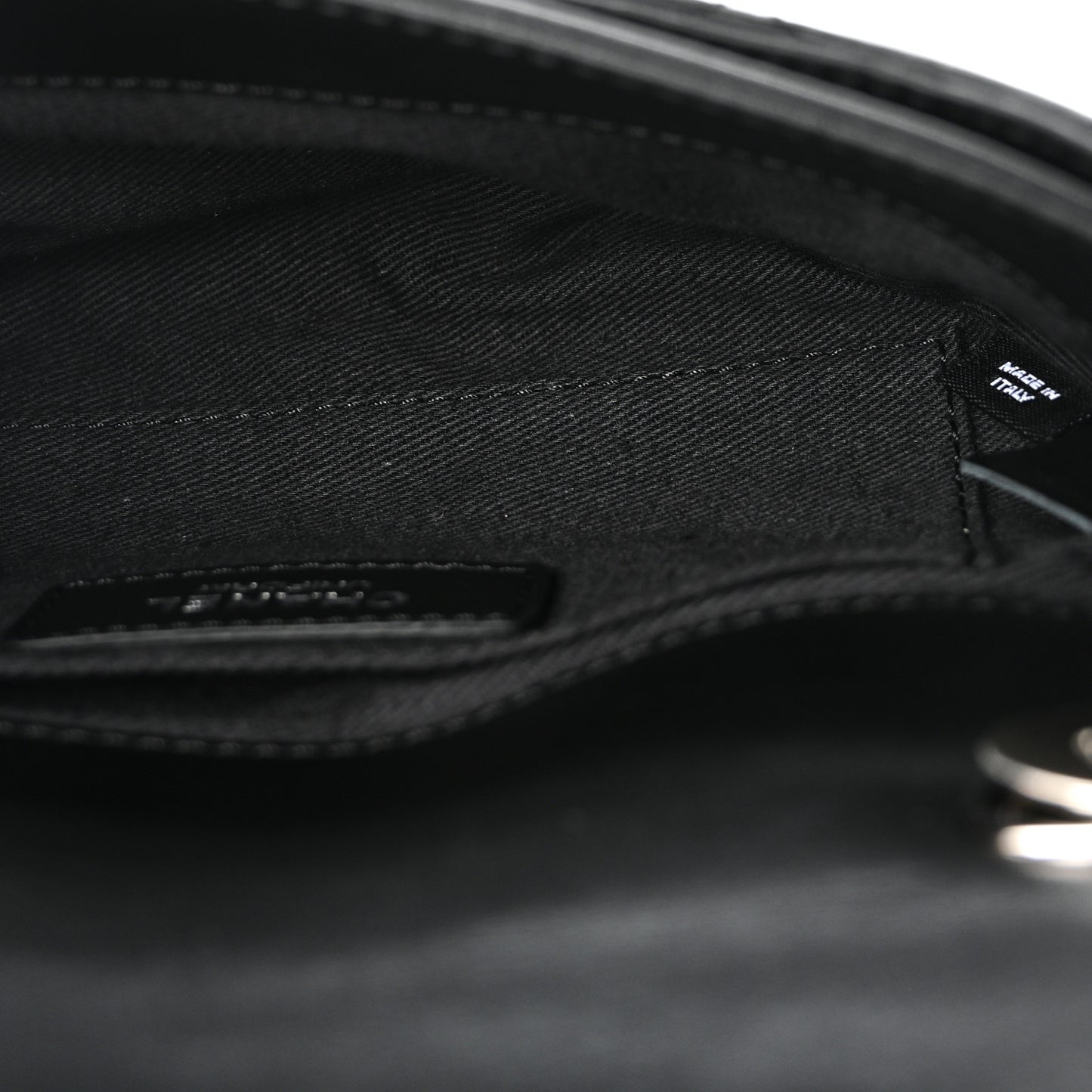 Calfskin Quilted CC Uniform Flap Belt Bag Black
