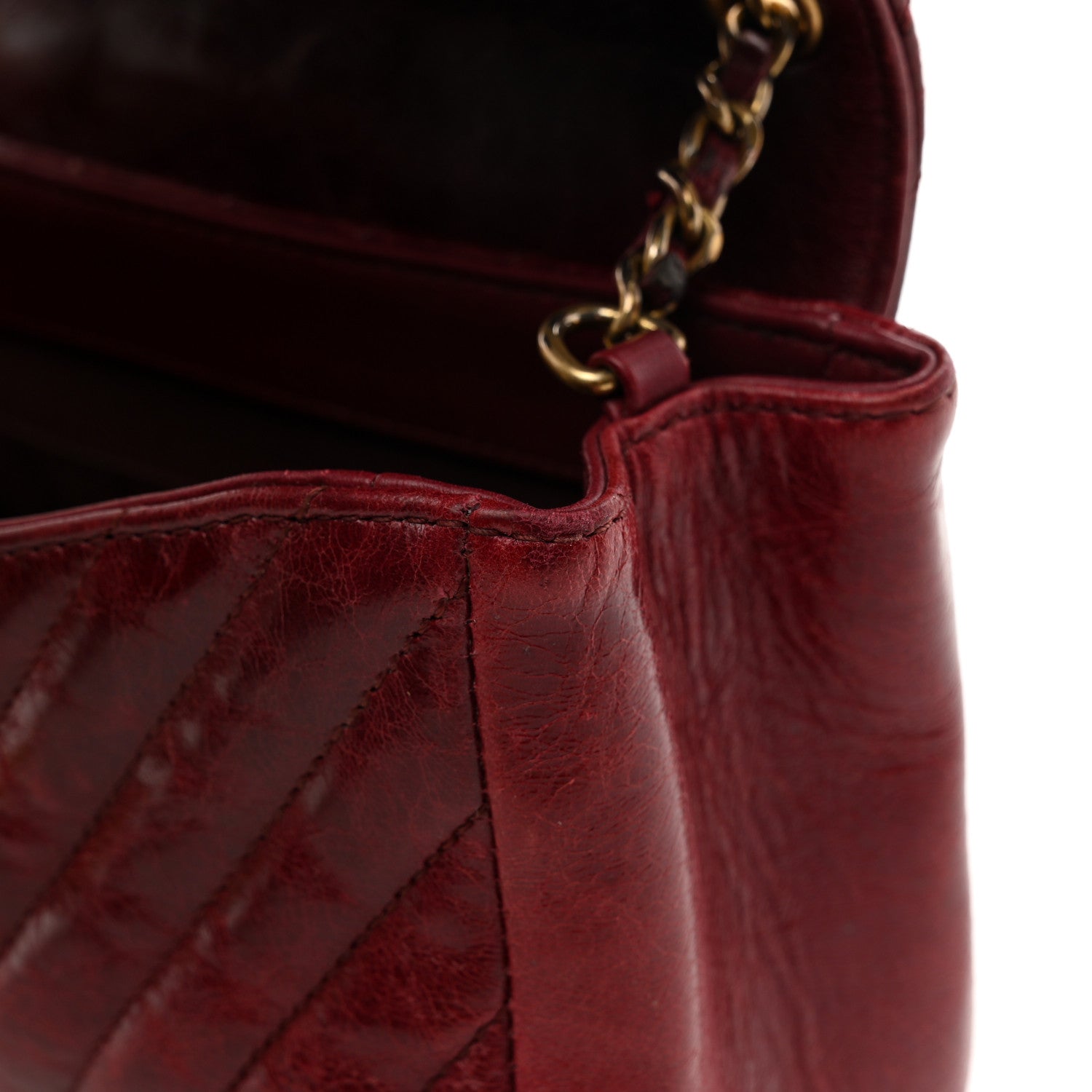 Chanel Glazed Calfskin Chevron Quilted Small Hampton Flap Burgundy 11 of 11