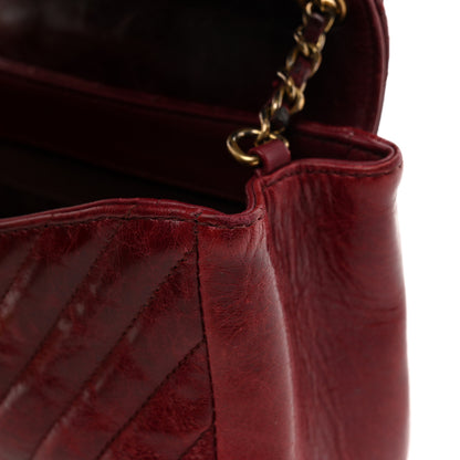 Chanel Glazed Calfskin Chevron Quilted Small Hampton Flap Burgundy 11 of 11