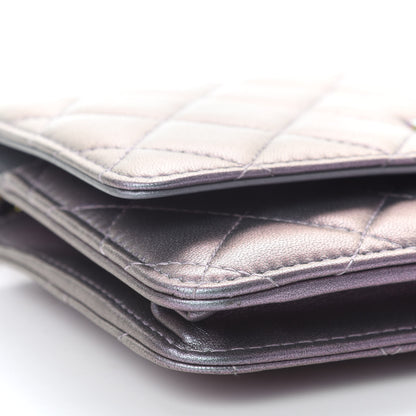 Chanel Iridescent Lambskin Quilted Reissue Wallet On Chain WOC Light Purple 9 of 10