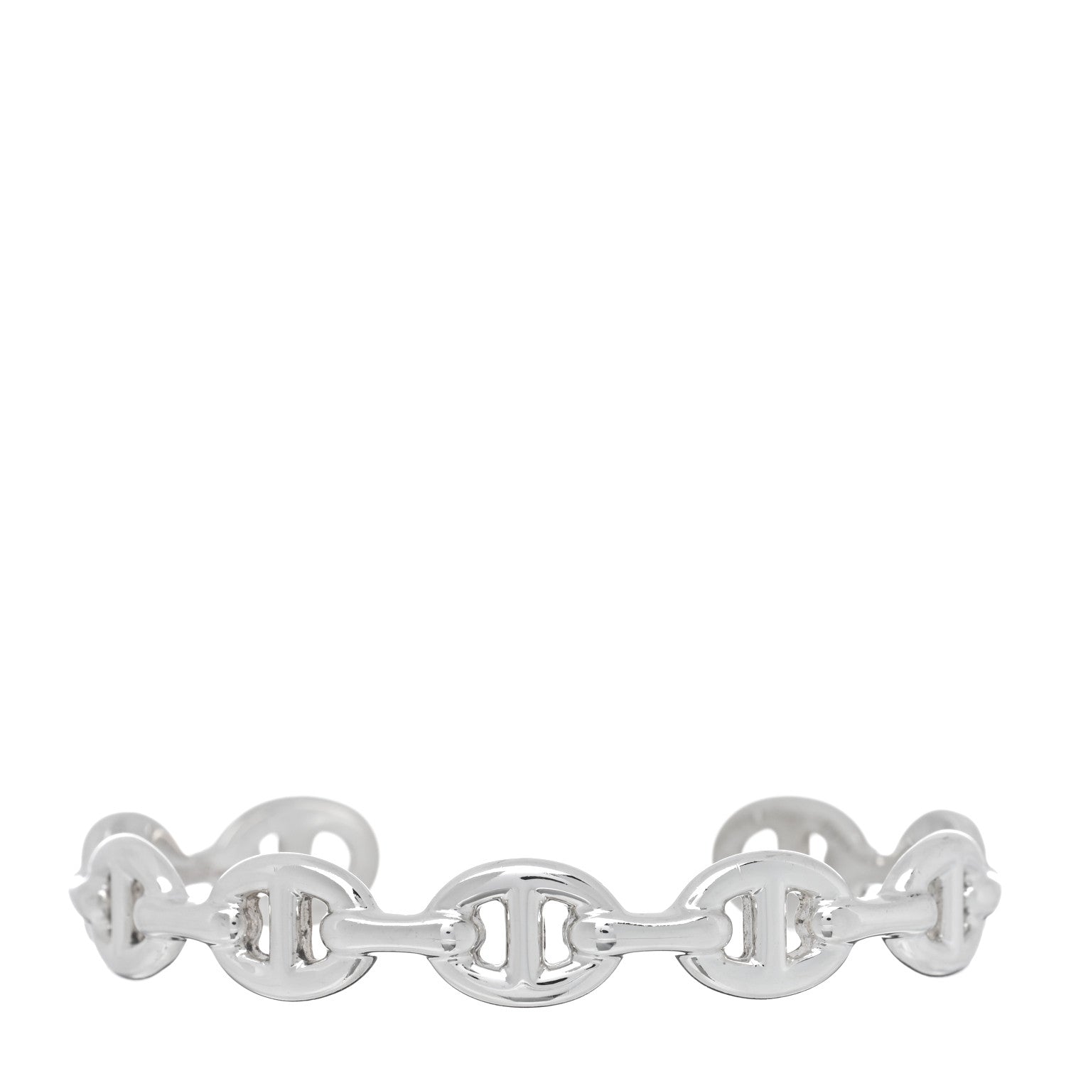 Hermes Sterling Silver MM Chaine d'Ancre Enchainee Cuff Bracelet ST 1 of 4