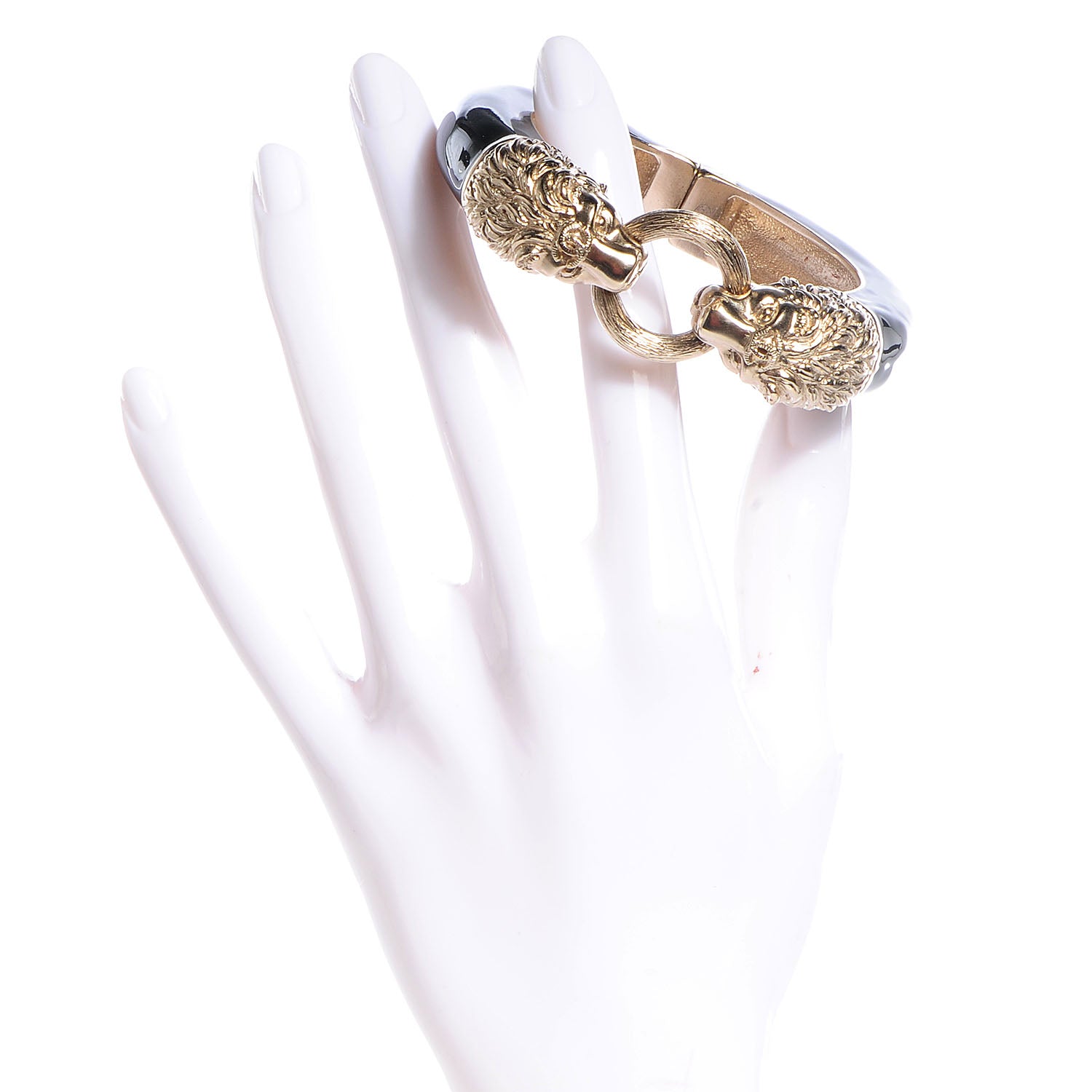 Chanel Enamel Lion Head Bracelet Black Gold 2 of 5