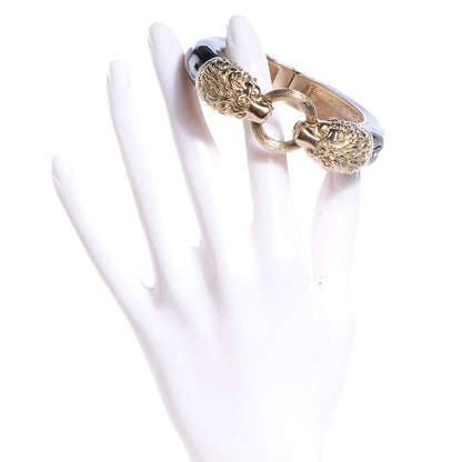 Chanel Enamel Lion Head Bracelet Black Gold 2 of 5