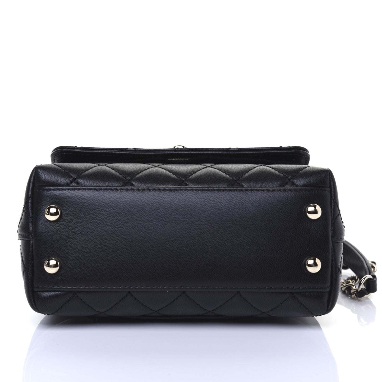 Goatskin Quilted Rainbow Extra Mini Coco Handle Flap Black