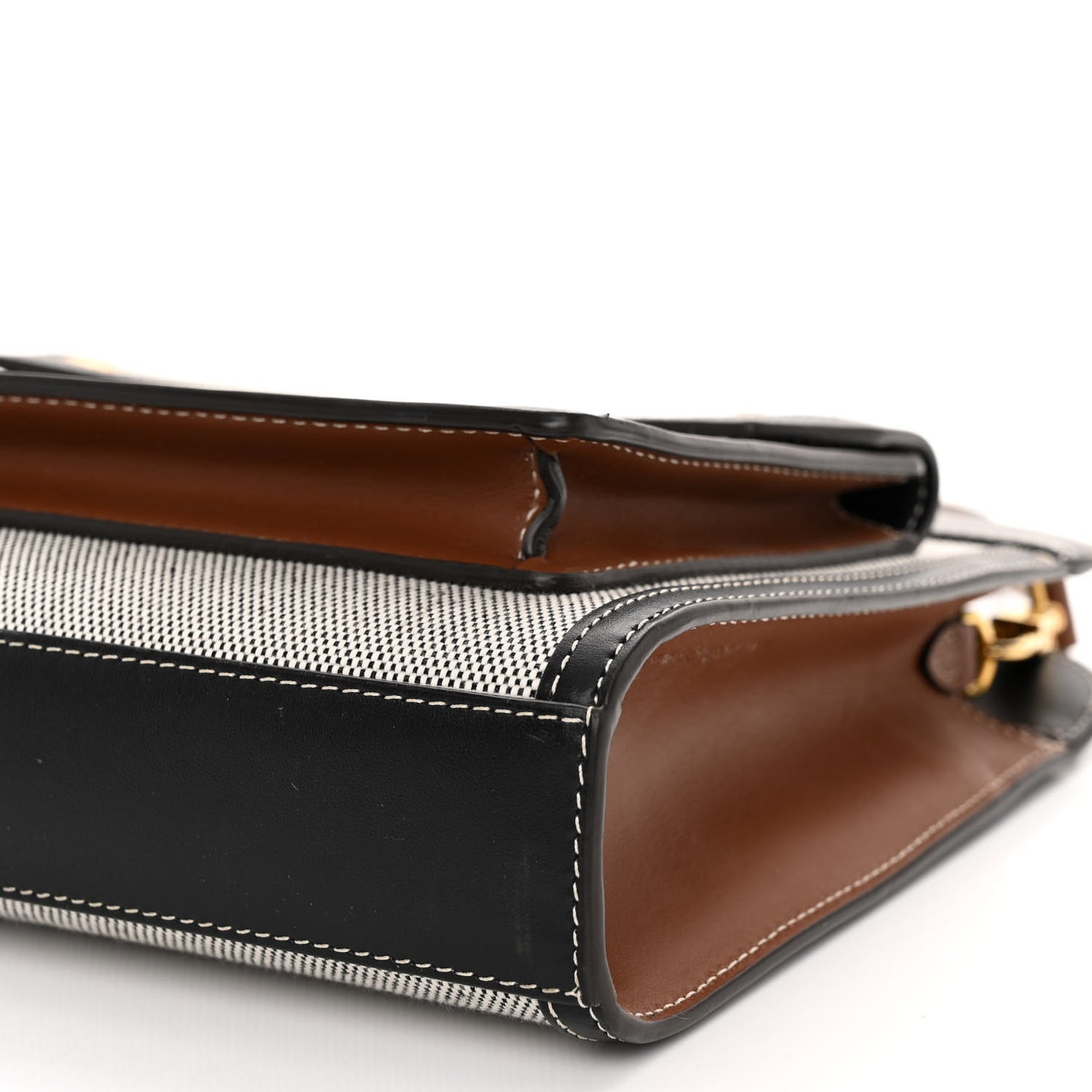 Smooth Calfskin Canvas Two Tone Mini Pocket Bag Black Tan