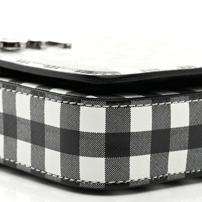 Burberry Calfskin Gingham Print Small Lola Bag Black White 10 of 10