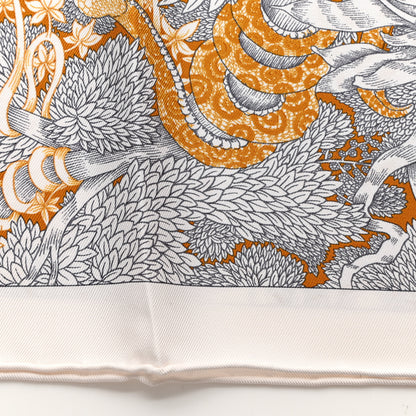 Hermes Silk Faubourg Tropical Scarf 90 Sepia White Caramel 14 of 14