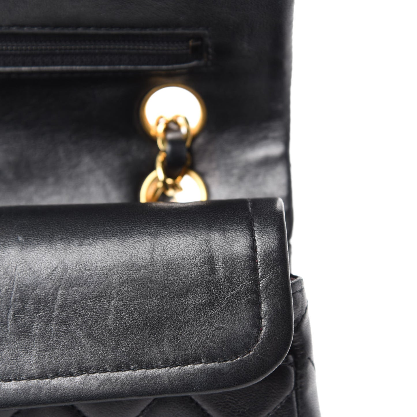 Lambskin Quilted Small Double Flap Black
