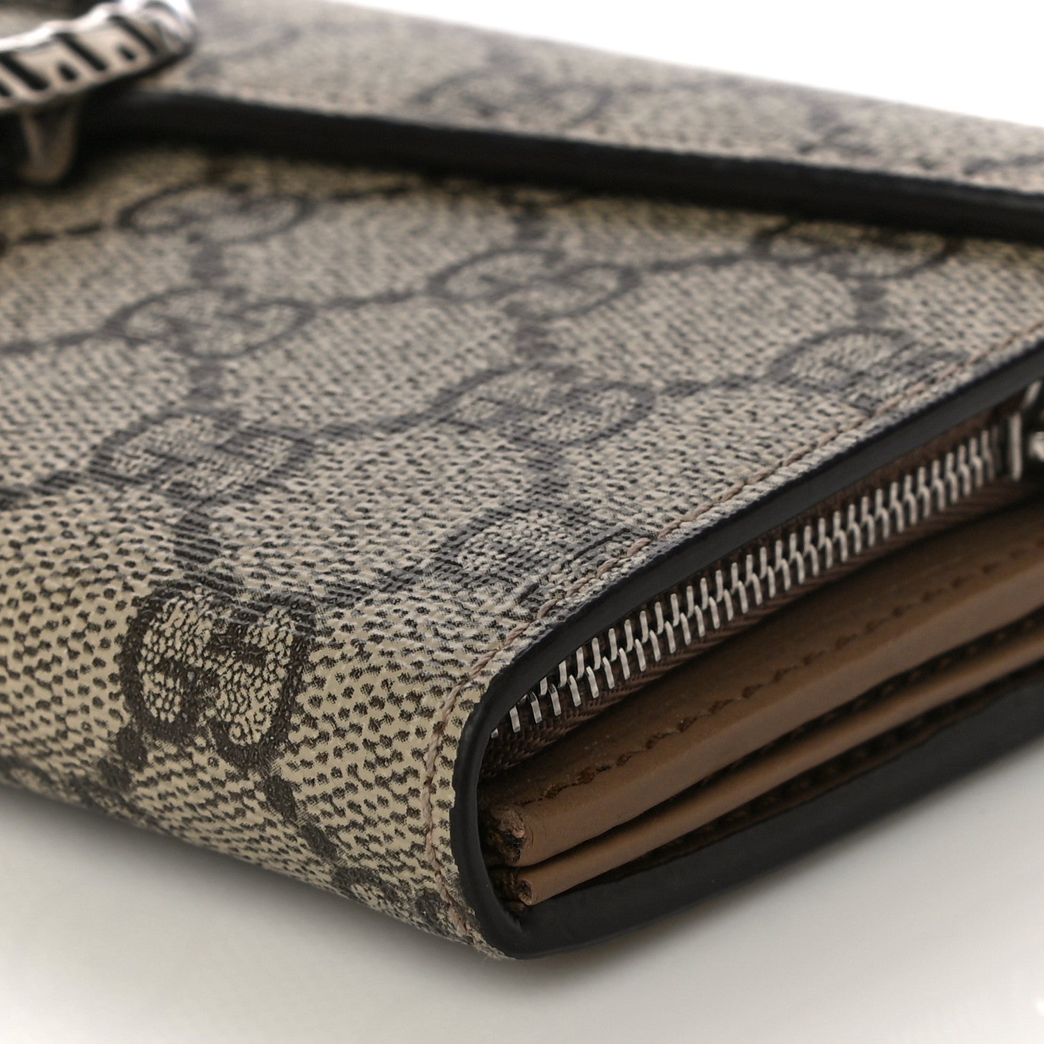 Gucci GG Supreme Monogram Dionysus Chain Clutch Wallet Beige Taupe 8 of 10
