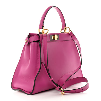 Fendi Vitello Seta Medium Peekaboo Iconic Satchel Magenta 3 of 11