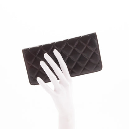 Chanel Lambskin Quilted Yen Wallet Dark Brown 2 of 7