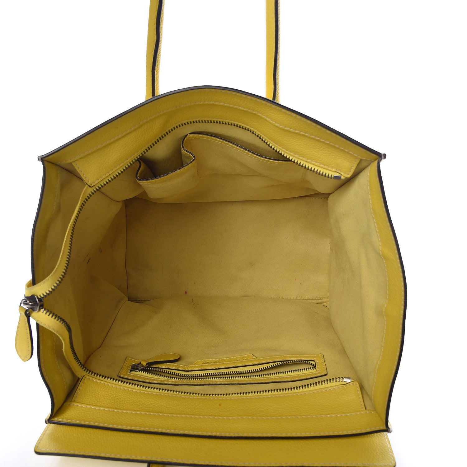 Celine Drummed Calfskin Mini Luggage Citron 5 of 26