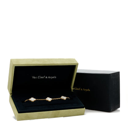 Van Cleef & Arpels 18K Yellow Gold Mother of Pearl 5 Motifs Vintage Alhambra Bracelet 6 of 6