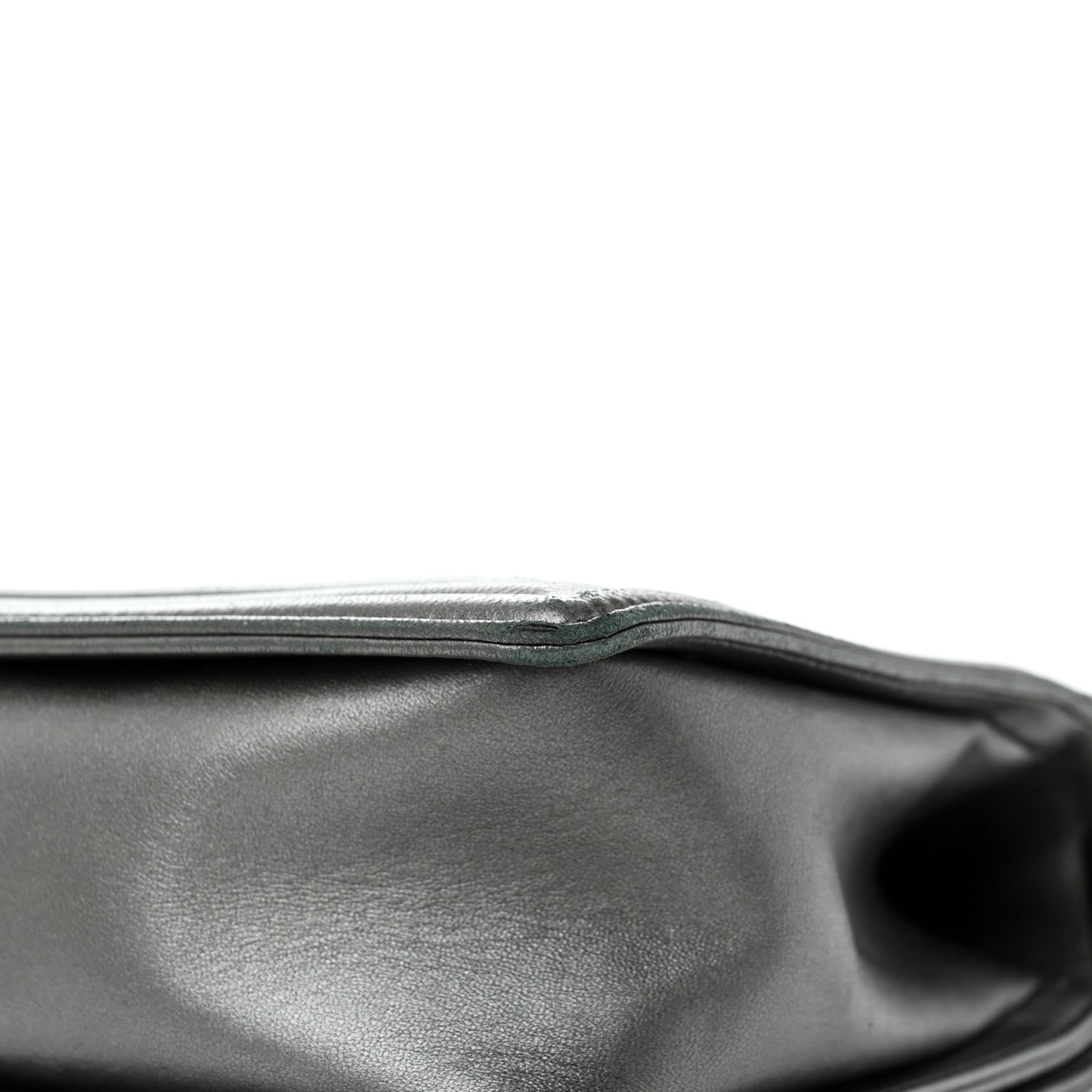 Metallic Lambskin Embossed Large Boy Cube Flap
