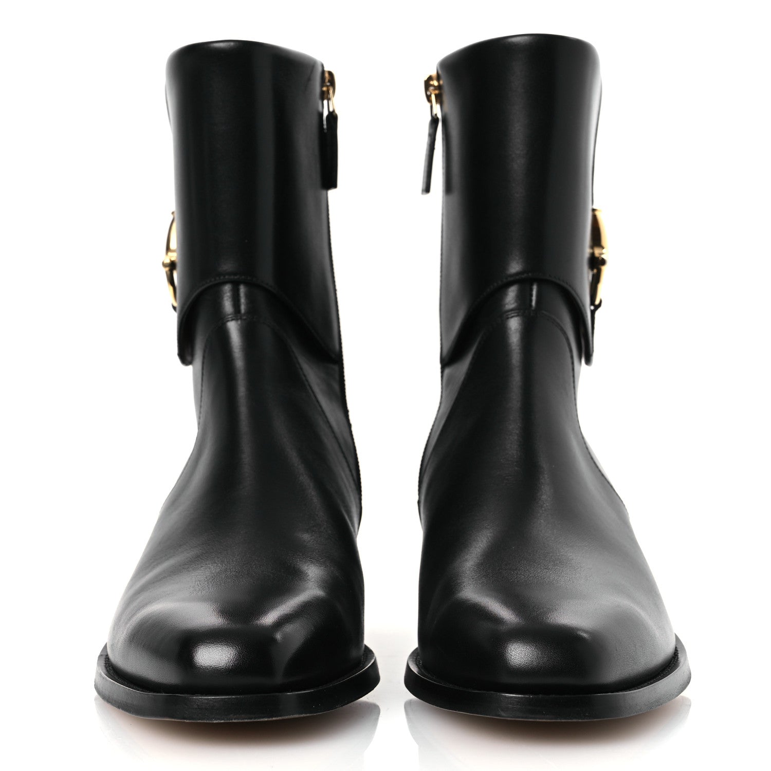 Gucci Calfskin Horsebit Mens Elizabeth Ankle Boots 8 Black 3 of 13
