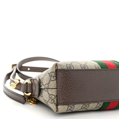 Gucci GG Supreme Monogram Textured Dollar Calfskin Web Small Ophidia Dome Shoulder Bag Beige Ebony New Acero 9 of 9