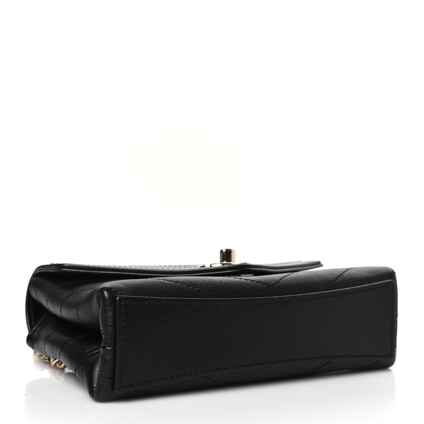 Calfskin Chevron Stitched Coco Waist Bag Black