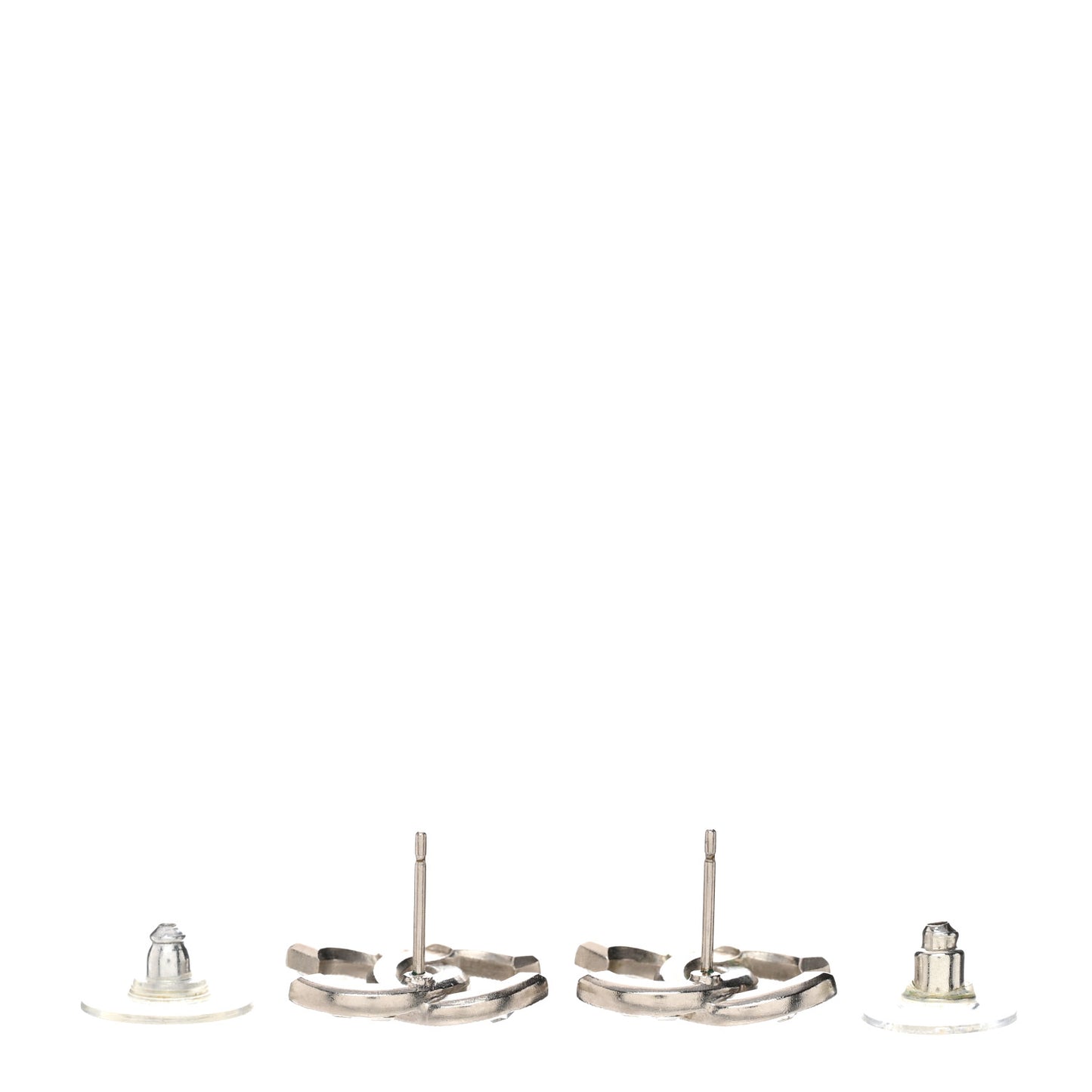Baguette Crystal CC Earrings Silver