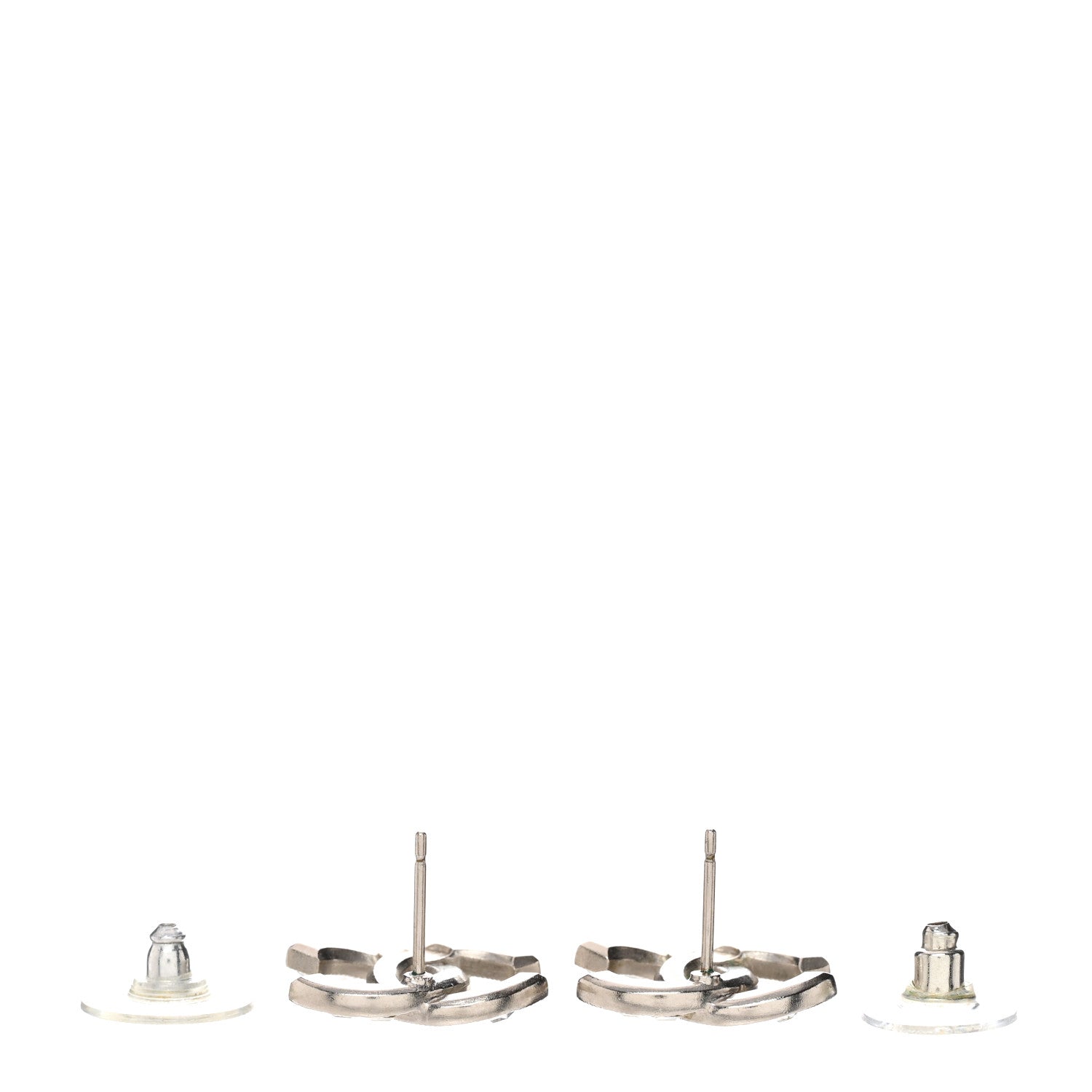 Chanel Baguette Crystal CC Earrings Silver 5 of 5