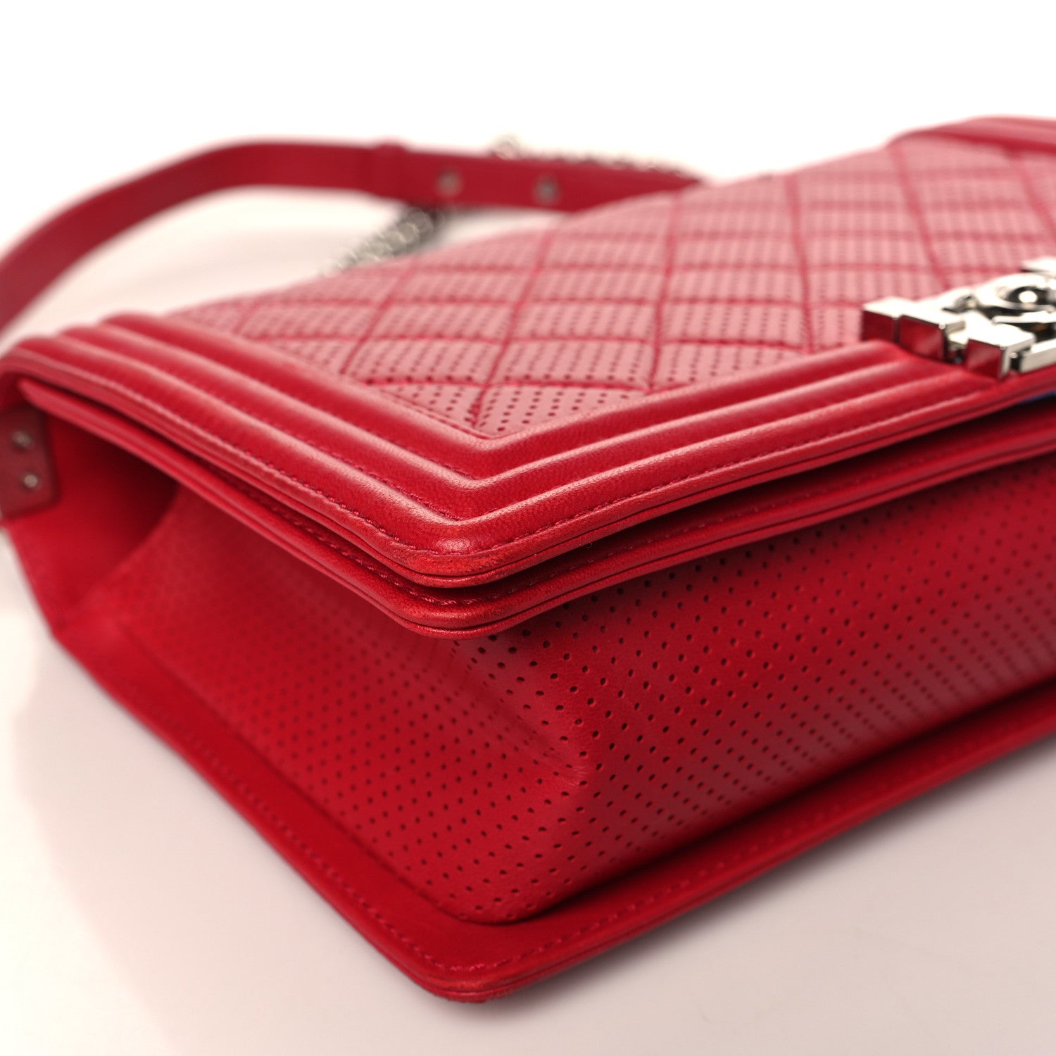 Chanel Perforated Lambskin Quilted Medium Boy Flap Red 8 of 9