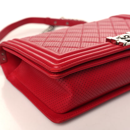 Chanel Perforated Lambskin Quilted Medium Boy Flap Red 8 of 9