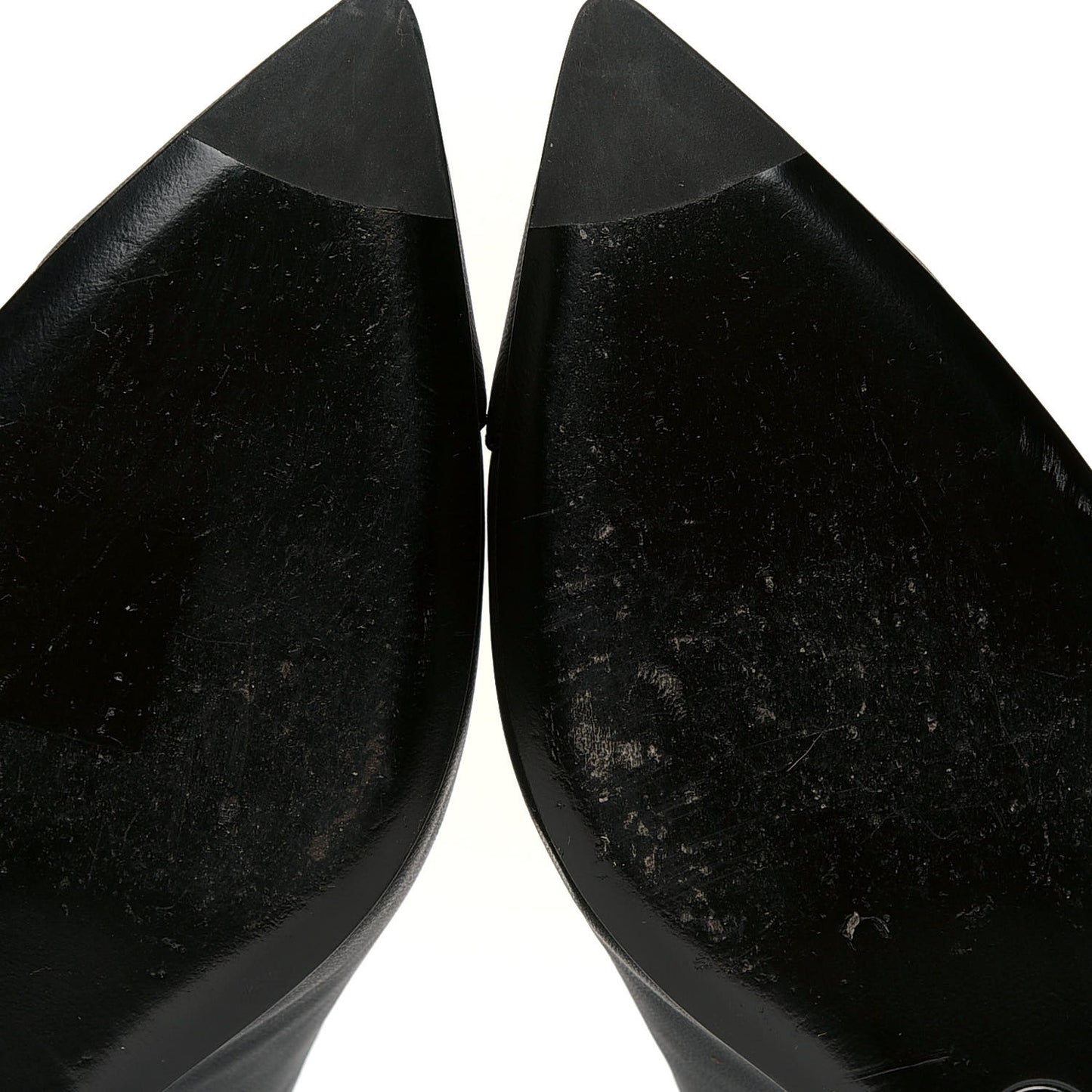 Calfskin Cap Toe Chain Wedge Pumps 38.5 Black