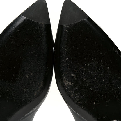 Chanel Calfskin Cap Toe Chain Wedge Pumps 38.5 Black 5 of 7