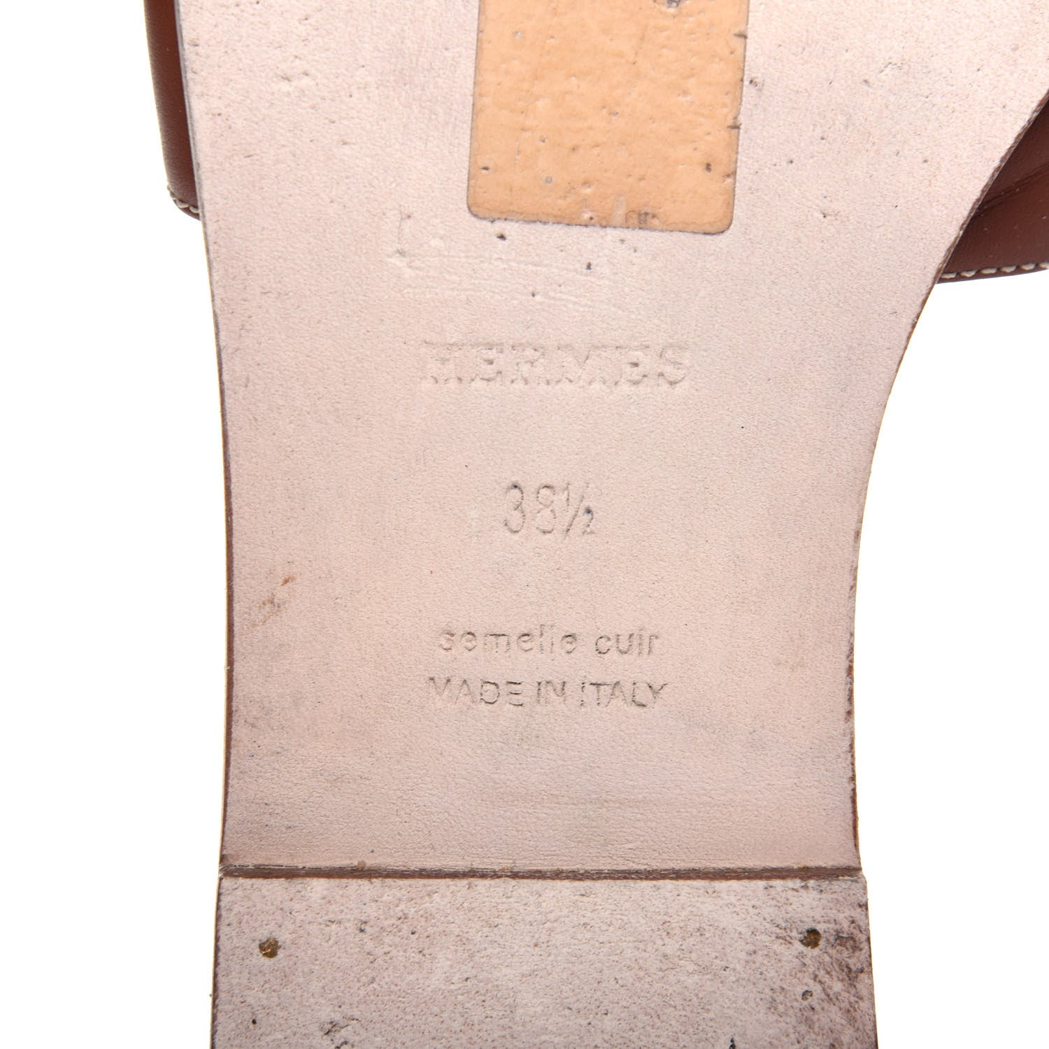 Hermes Box Calfskin Oran Sandals 38.5 Gold 6 of 16