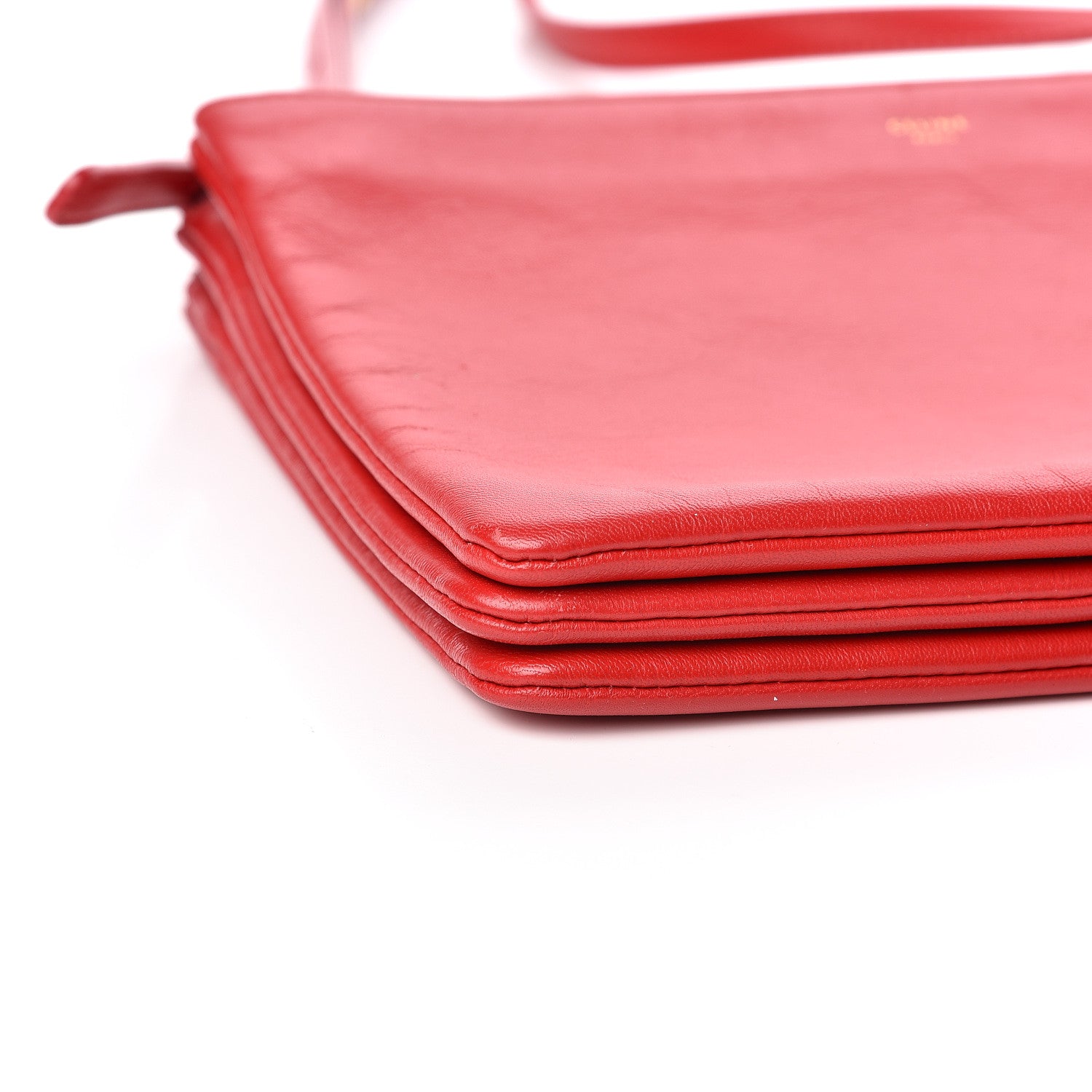 Celine Lambskin Large Trio Crossbody Bag Red 9 of 11