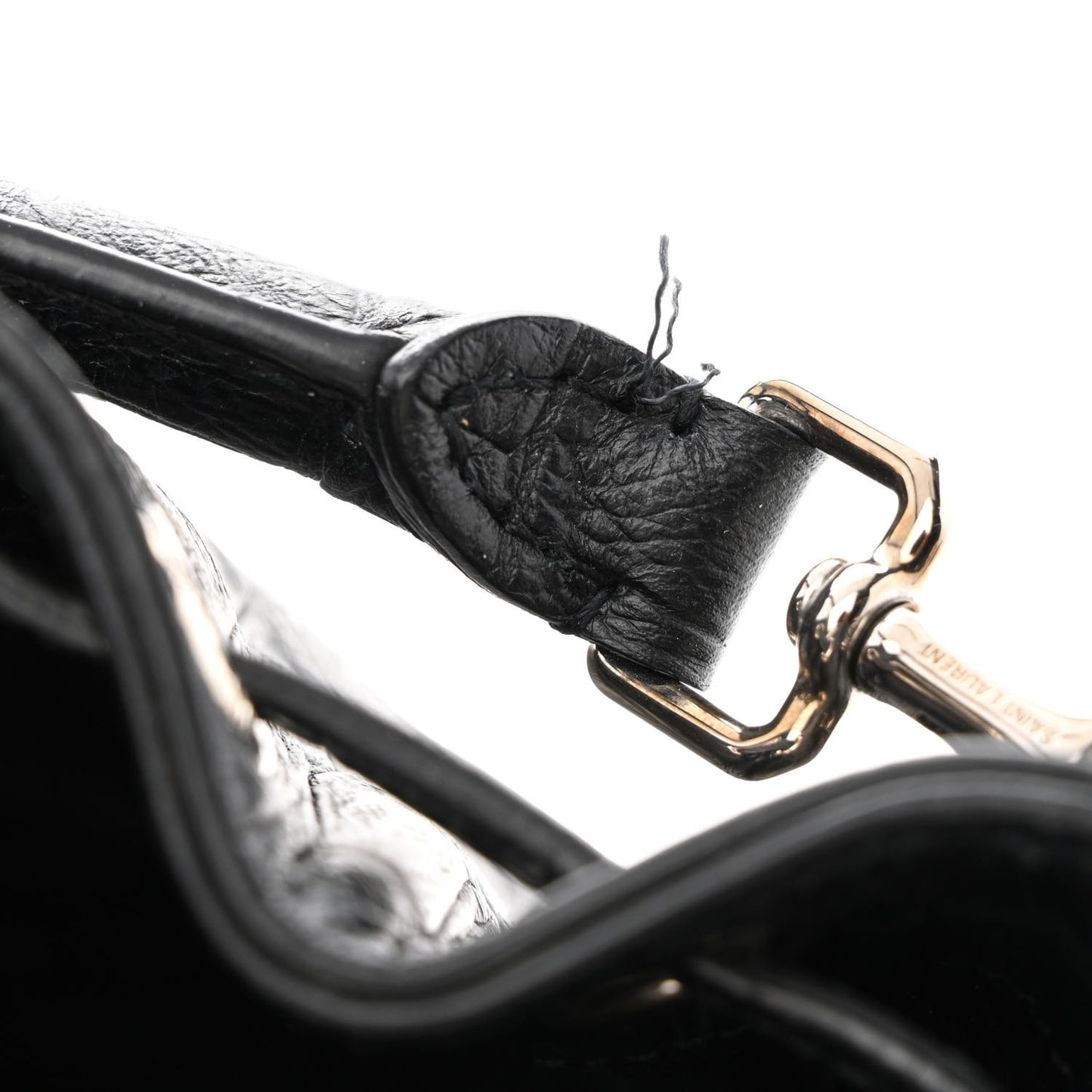 Calfskin Crocodile Embossed Small Emmanuelle Bucket Bag Black