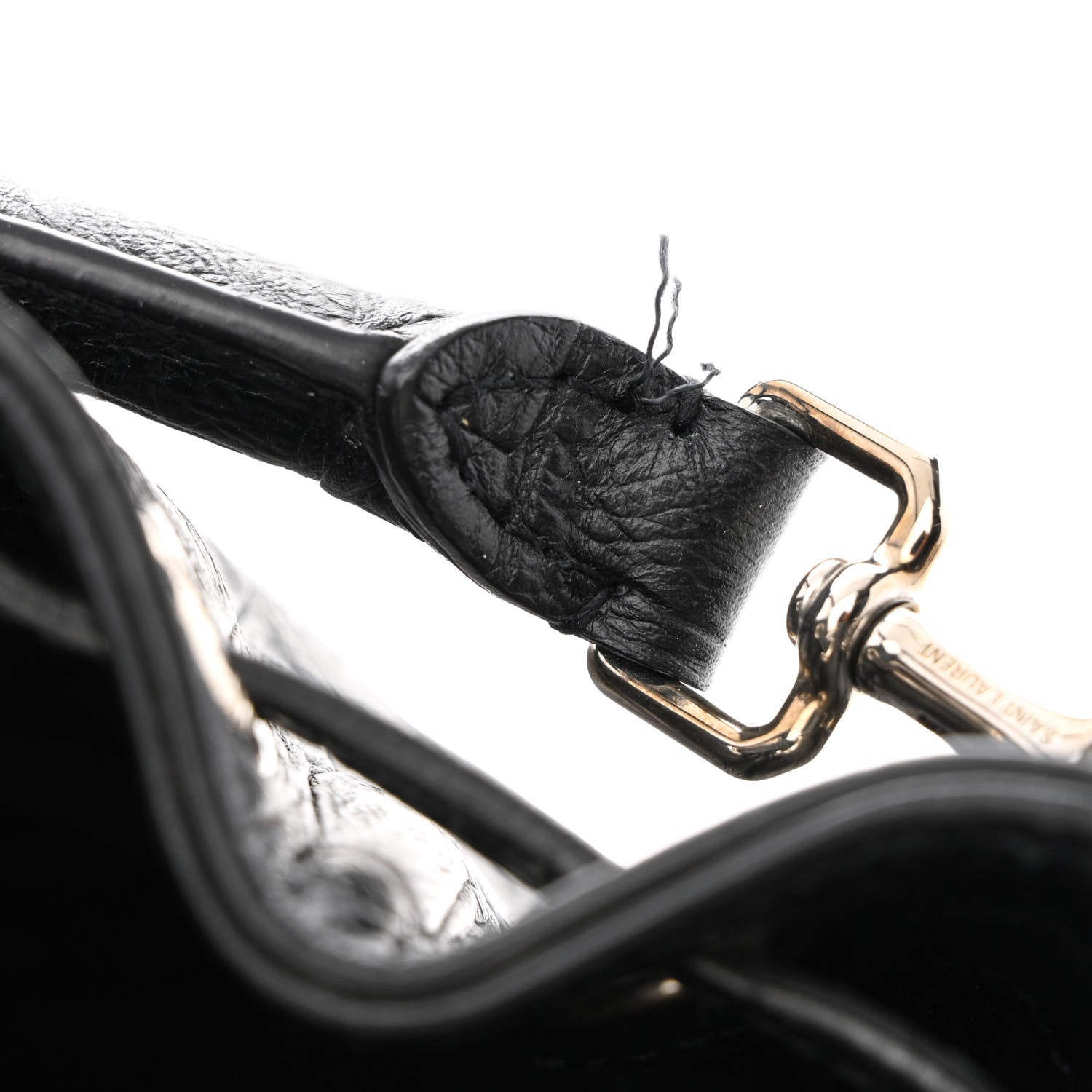 Saint Laurent Calfskin Crocodile Embossed Small Emmanuelle Bucket Bag Black 12 of 13