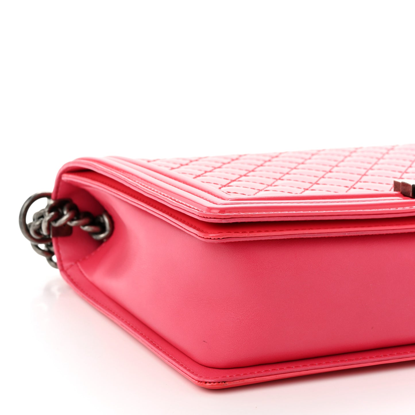 Patent Quilted Large Boy Flap Pink