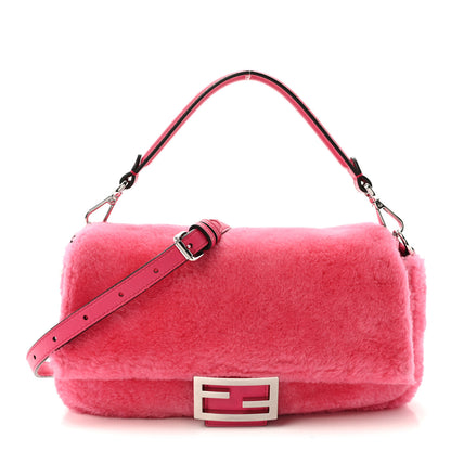 Fendi Shearling Shiny Nappa Baguette Rosa Fluo 1 of 9