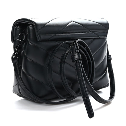 Saint Laurent Calfskin Y Quilted Monogram Monochrome Toy Loulou Crossbody Bag Black 3 of 10
