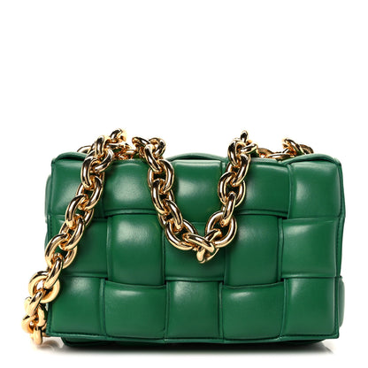 Bottega Veneta Lambskin Maxi Intreccio Padded Chain Cassette Crossbody Bag Racing Green 1 of 12