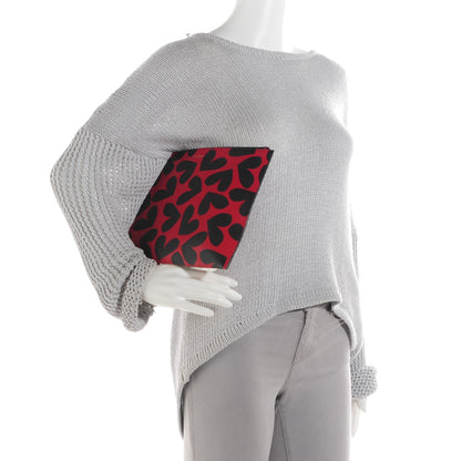 Saint Laurent Calfskin Zipped Heart Clutch Red Black 2 of 7