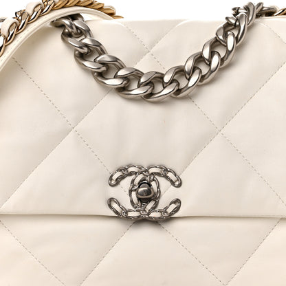 Chanel Goatskin Quilted Large Chanel 19 Flap White 7 of 10
