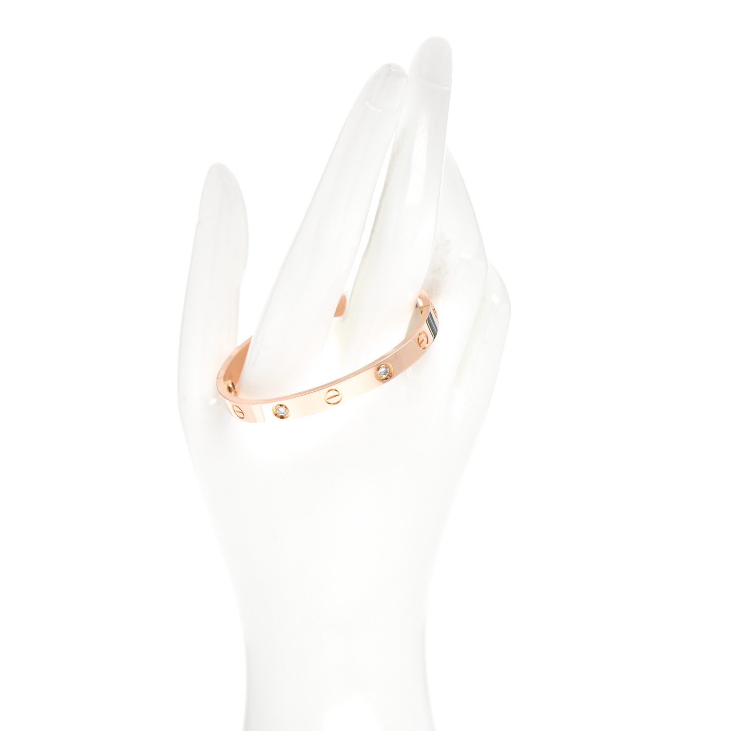 Cartier 18K Pink Gold 4 Diamond LOVE Bracelet 16 2 of 4
