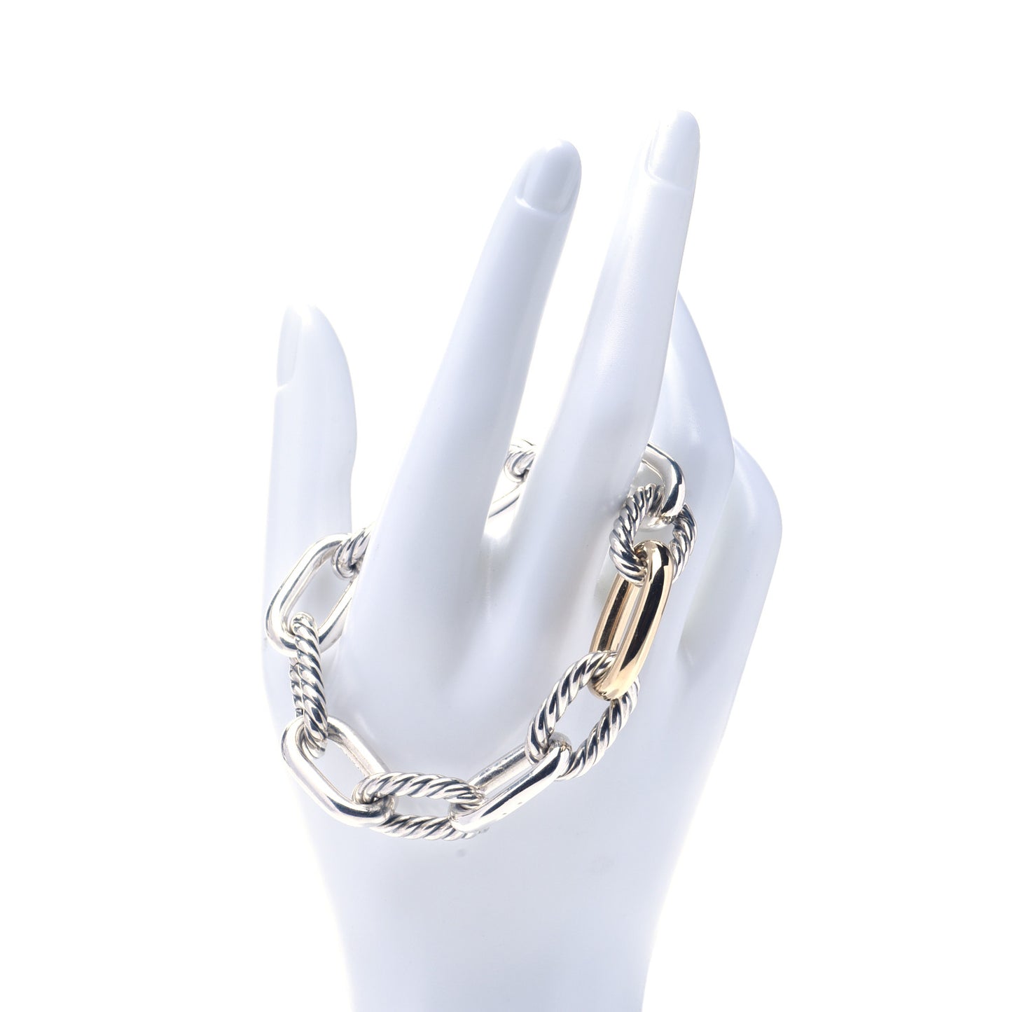 Sterling Silver 18K Yellow Gold 13.5mm Large Madison Cable Link Bracelet